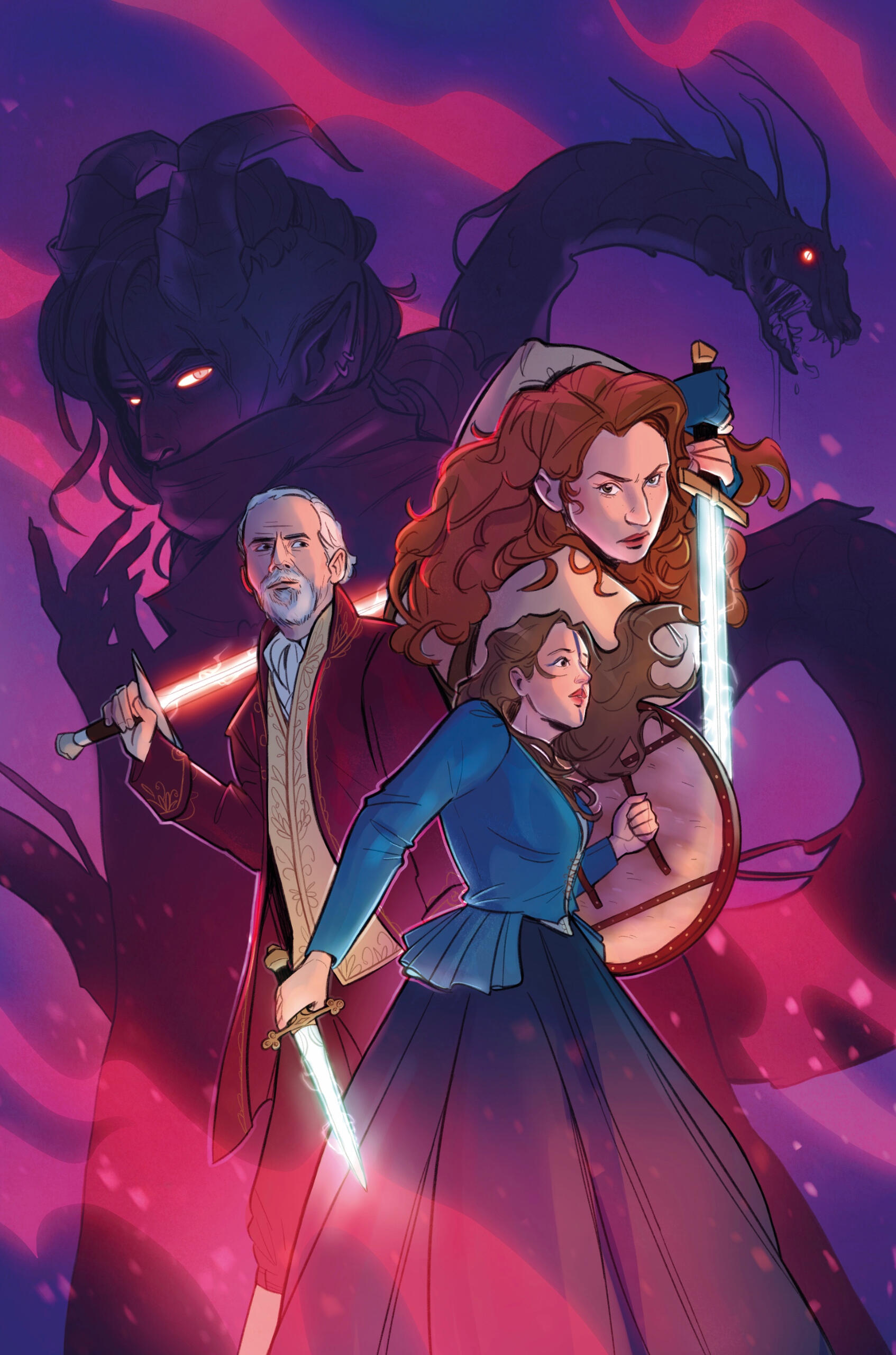 Cover art for the upcoming comic ‘Origins of the Laoich: The Devil’s Fool’. In a crumbling Scottish cottage, the ancient goddess Iona tells her new champion, Effie, the tale of the mighty and powerful Laoich.